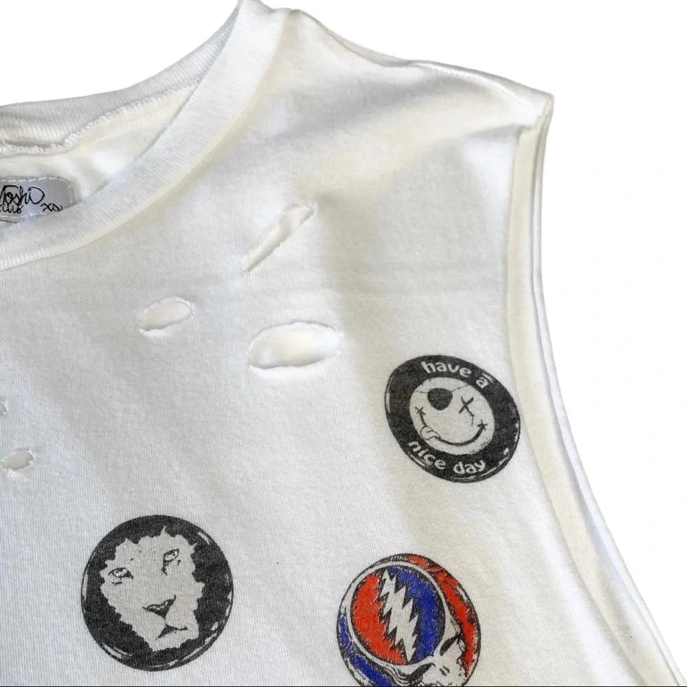 Lauren Moshi ☻︎ Roxanne Pins Vintage Destroyed Muscle Tee T Shirt ☻︎ with Holes - Picture 12 of 17